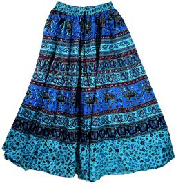 Hot Dye Cotton Skirt Aqua Blue